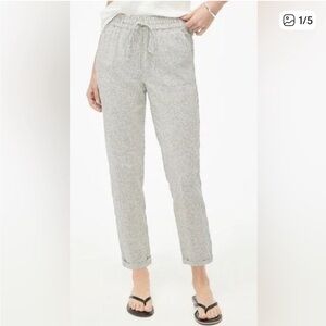 J. Crew Petite striped linen-cotton drawstring pant